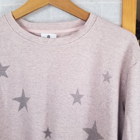 Sundry Anthropologie Pink Long Sleeve Star Print Relaxed Fit Pullover Top - Picture 2 of 9
